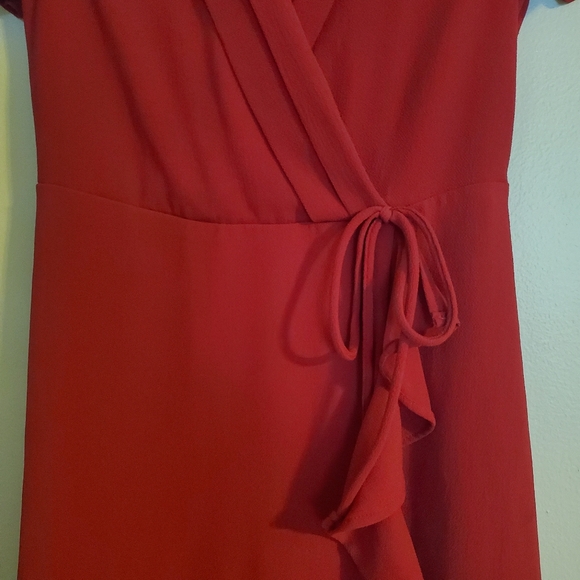 Monteau Girl Girl's Ruffle Faux Wrap Dress‎ in Red Size 12 - Picture 4 of 10